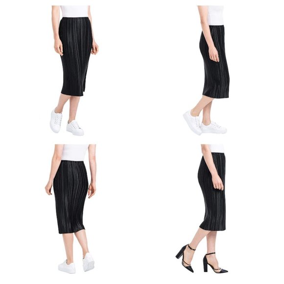 Dalia Women's Pleated Midi Skirt‎ Elastic Waistband - Picture 1 of 5
